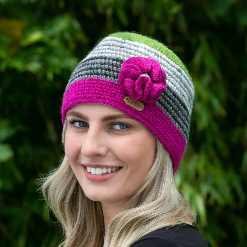 Knitted headband with a flower detail